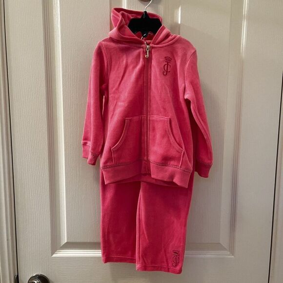 Juicy Couture 2-Pc Pink Velour Zip Hoodie Pants Tracksuit Set Girl 24 Months NWT - Picture 1 of 16